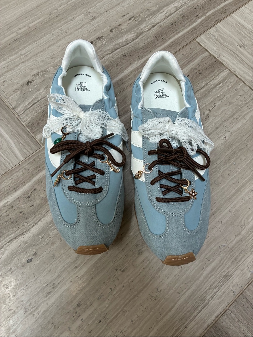 Target •wild fable • Light Blue “Axel” Sneakers with New laces and Charms